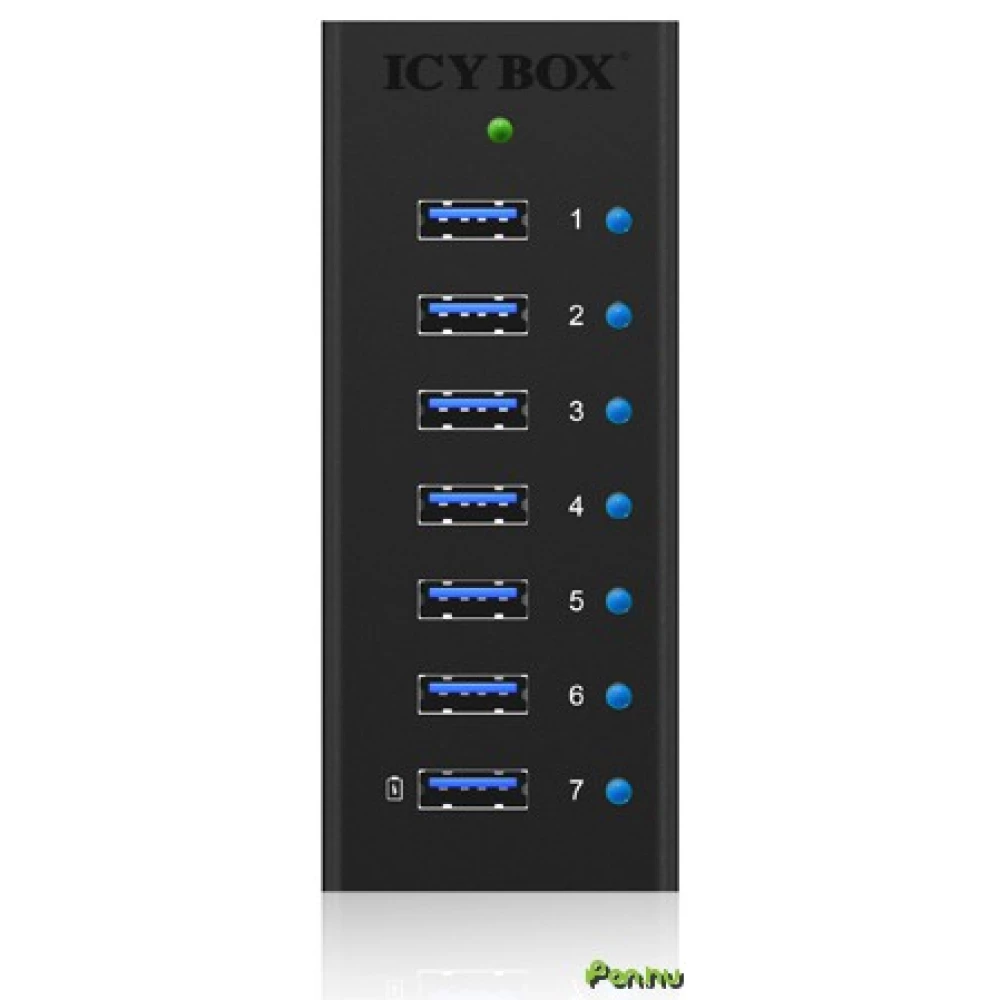ICY BOX IB-AC618 Active 7-Port USB 3.0 Hub in a robust aluminum enclosure