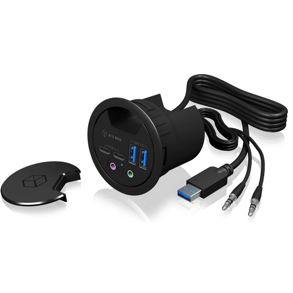 ICY BOX IB-HUB1403B USB 3.0 table hub with Type-C Type-A and audio