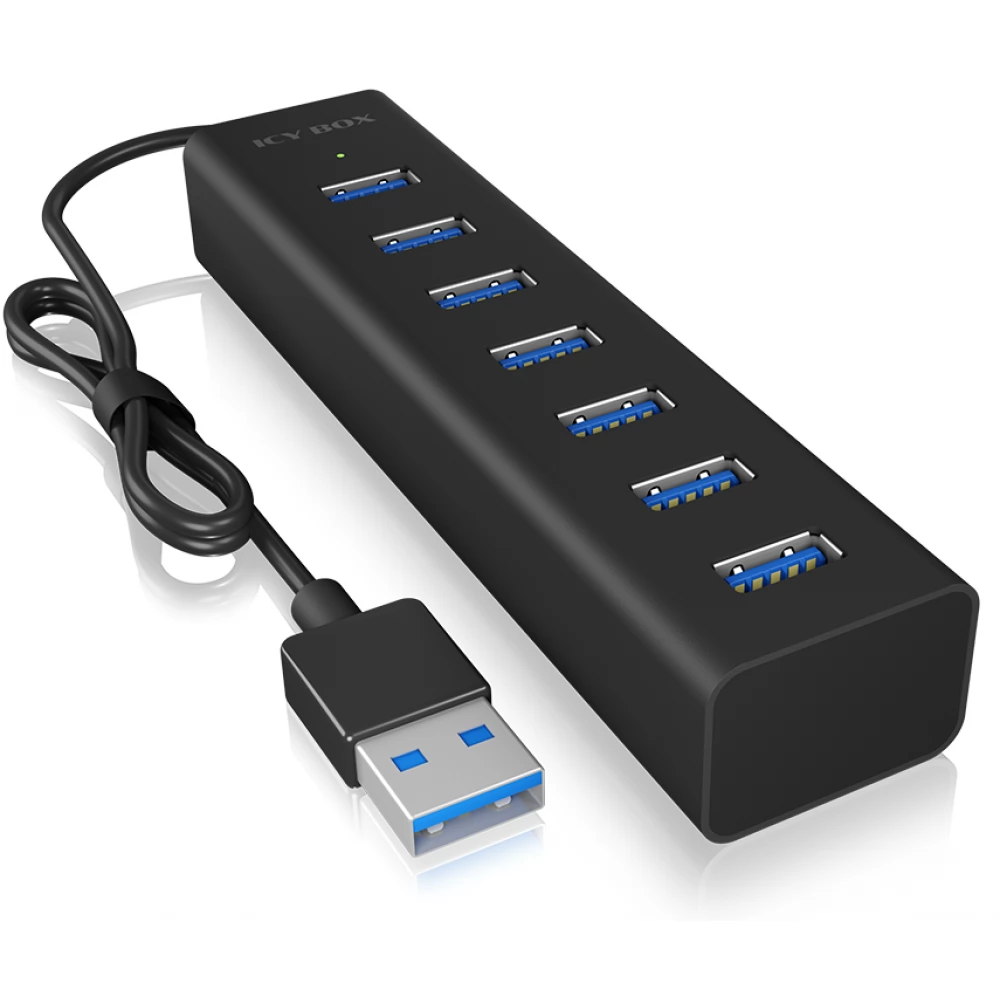 ICY BOX IB-HUB1700-U3 7-port hub with USB Type-A interface and power supply