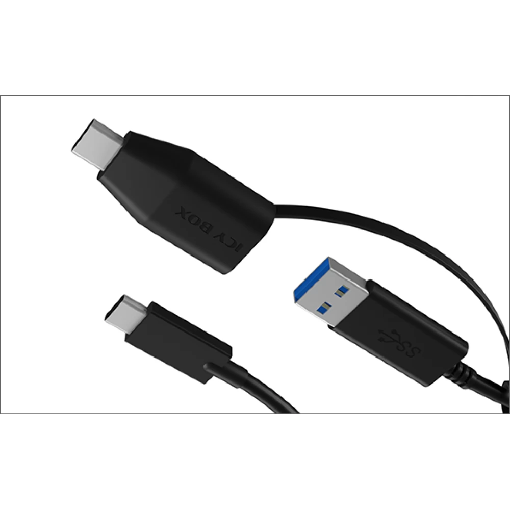 ICY BOX USB 2.0 Type C USB 2.0 + USB 2.0 Type C Átalakító Fekete 1m IB-CB034