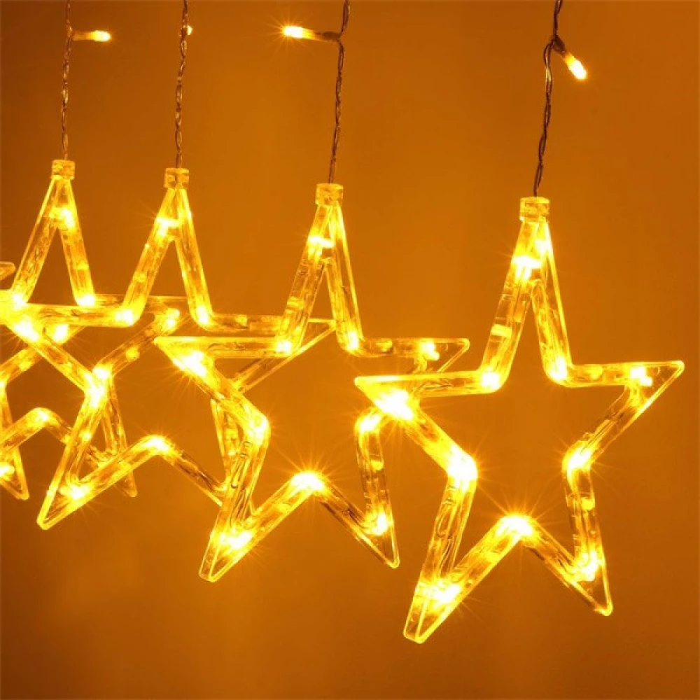 IRIS Csillag alakú fix fényű/2.5m/távirányítós/meleg fehér/12db LED-es USB-s fénydekoráció
