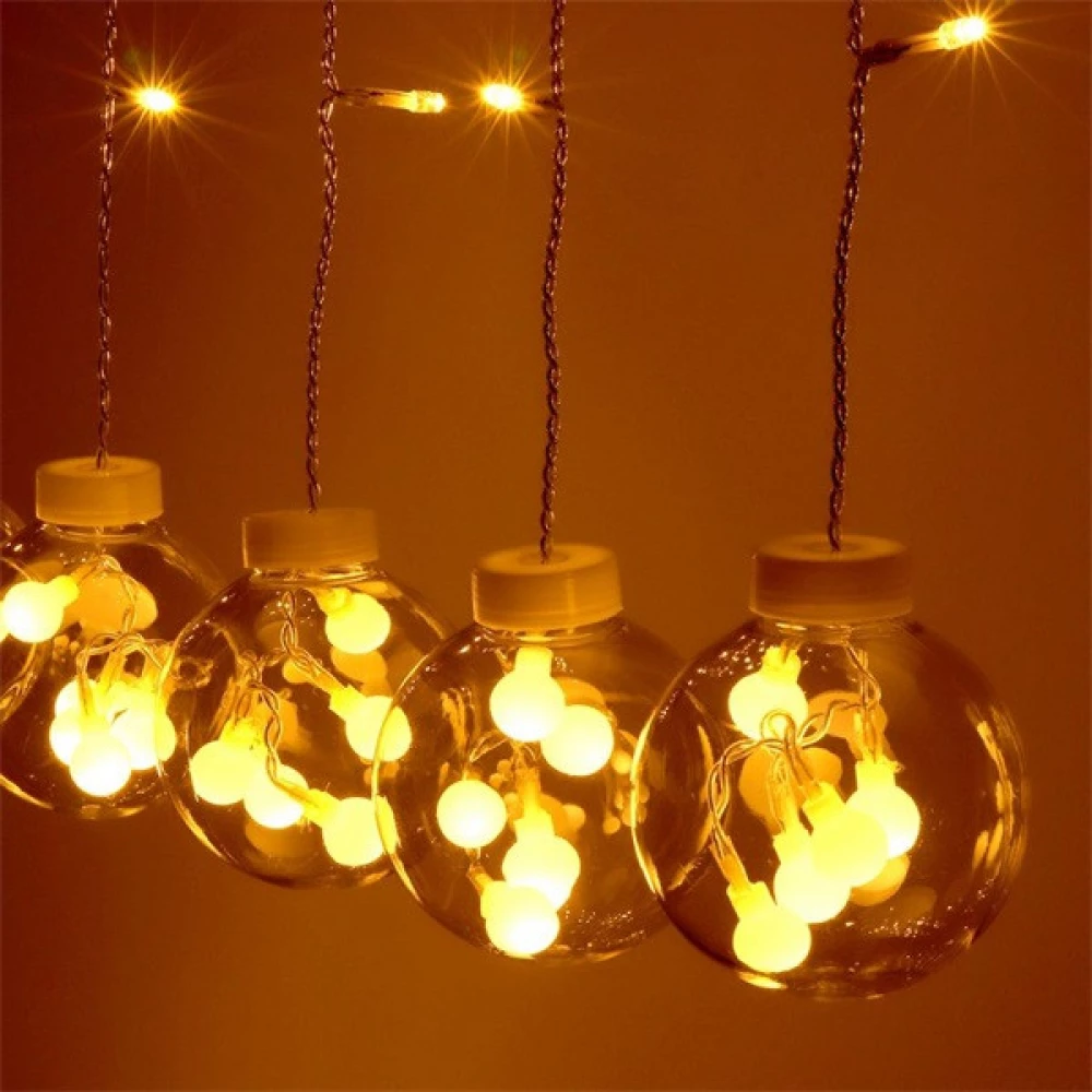 IRIS Gömb alakú 8 programos/2.5m/távirányítós/meleg fehér/12db LED-es USB-s fénydekoráció