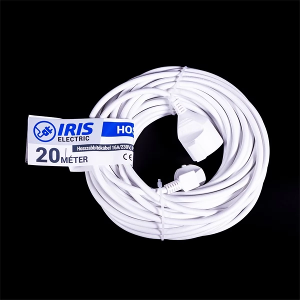 IRIS IEEC-20M-16A/230V Hosszabbító 20 méteres 16A/230V IP20 fehér