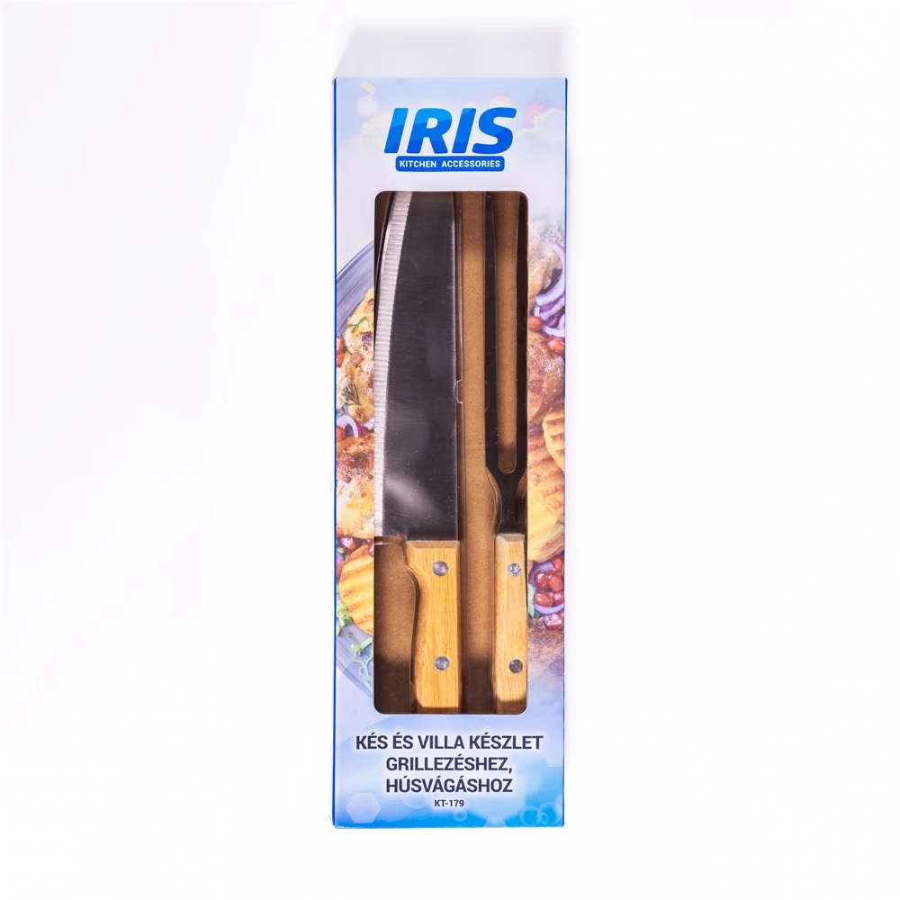 IRIS KT-179 Kés és villa készlet grillezéshez húsvágáshoz