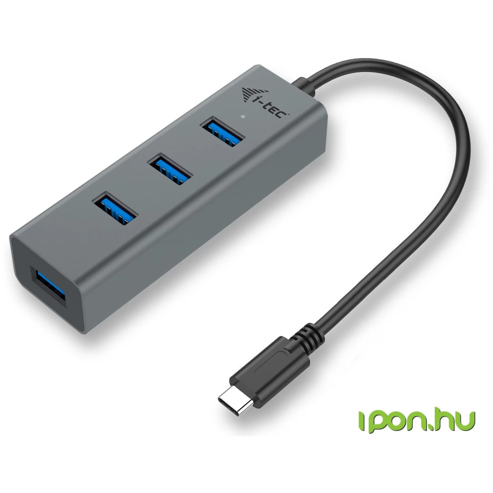 ITEC USB-C Metal 4-port HUB fekete