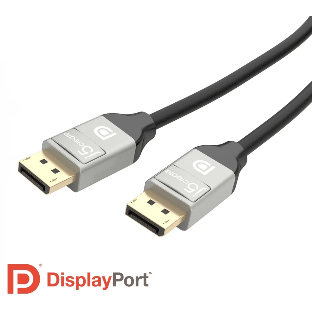 J5CREATE DisplayPort 1.2/1.2a Összekötő Fekete-Szürke 1.8m JDC42