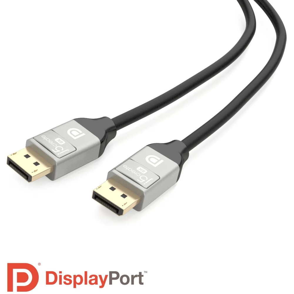 J5CREATE DisplayPort 1.4 Összekötő Fekete-Szürke 2m JDC43