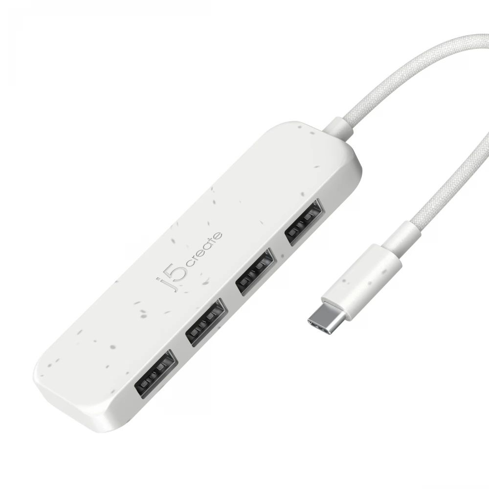 J5CREATE Eco-Friendly USB-C to 4-Port Type-A Gen 2 Hub fehér