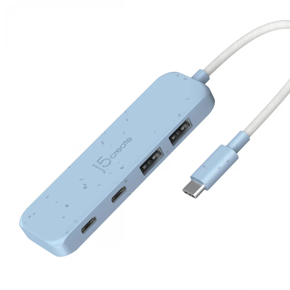 J5CREATE Eco-Friendly USB-C to 4-Port Type-C & Type-A Gen 2 Hub kék