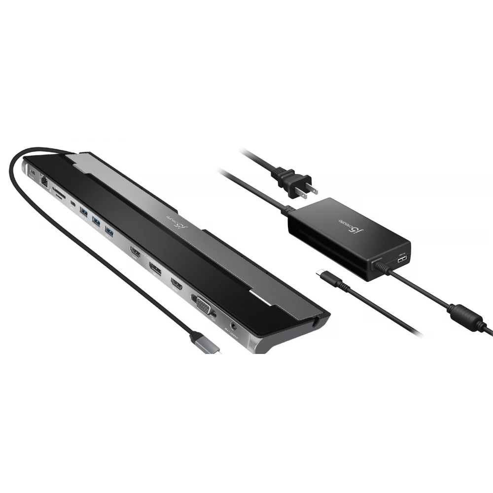 J5CREATE JCD543P-EN USB-C Triple Display Docking Station with 100W PD Adapter