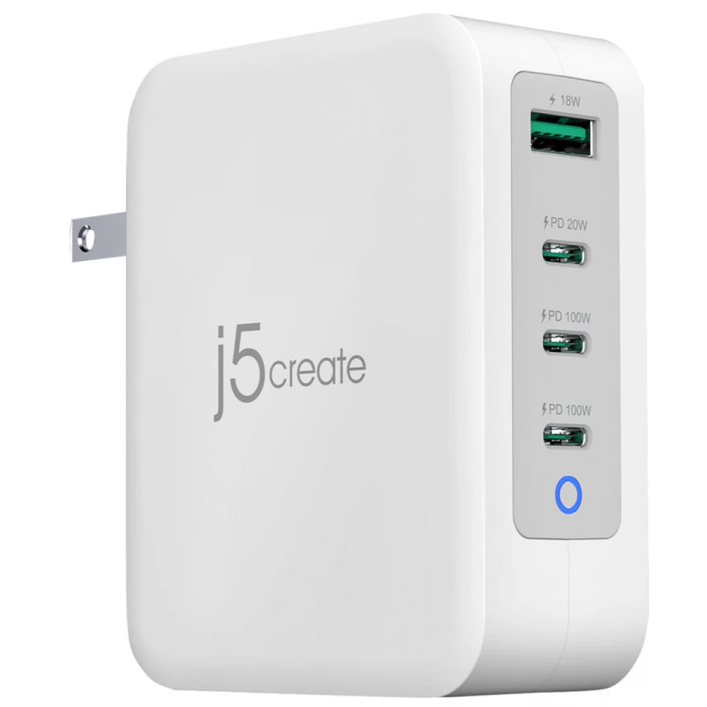 J5CREATE JUP43130 GaN USB-C 4-Port Charger 130W fehér
