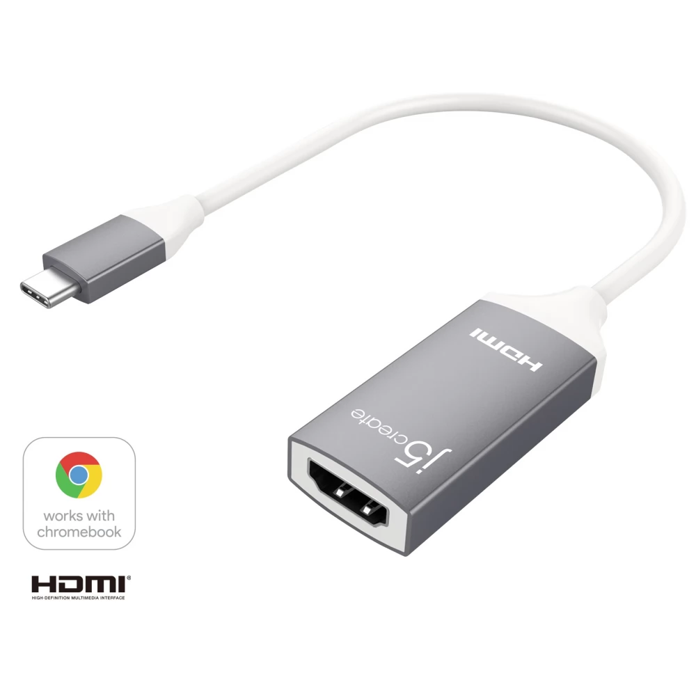 J5CREATE USB 2.0 Type C HDMI 2.0 Átalakító Fehér-Szürke 10cm JCA153G