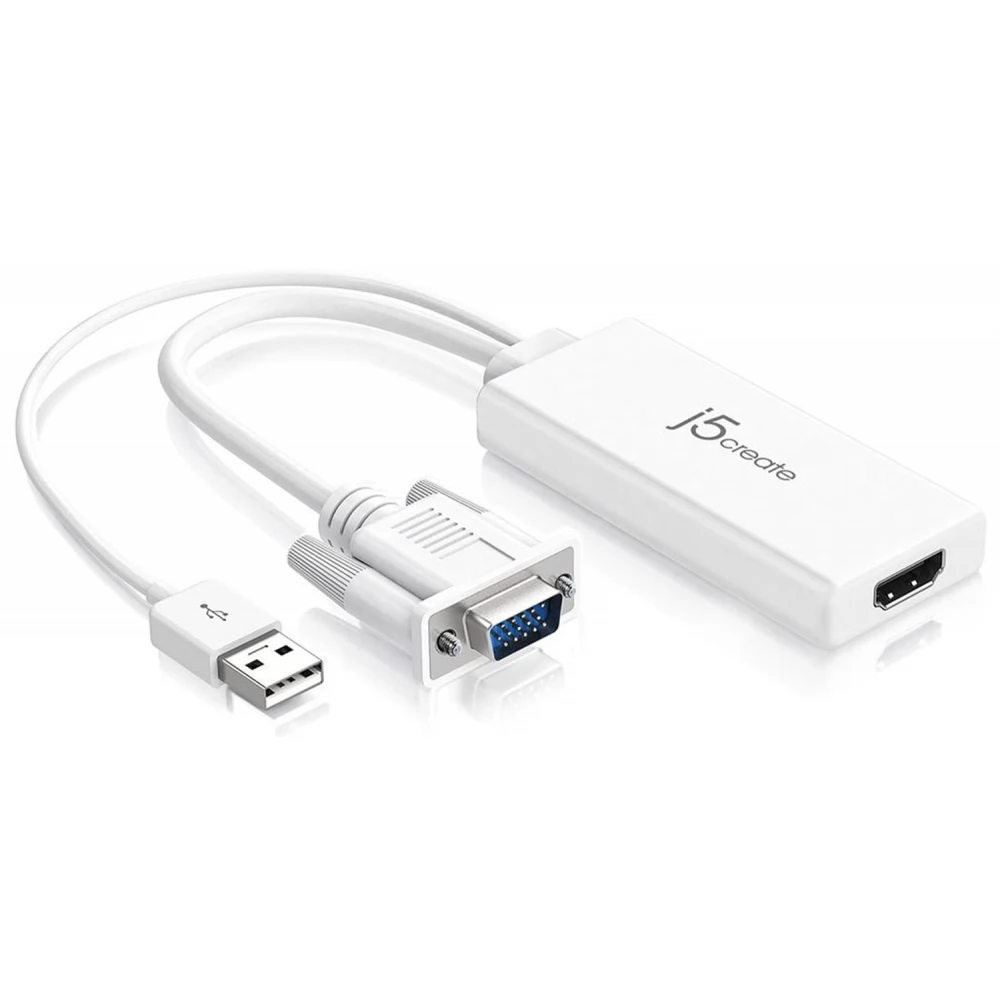 J5CREATE VGA/D-Sub + USB HDMI Átalakító Fehér 10cm JDA214