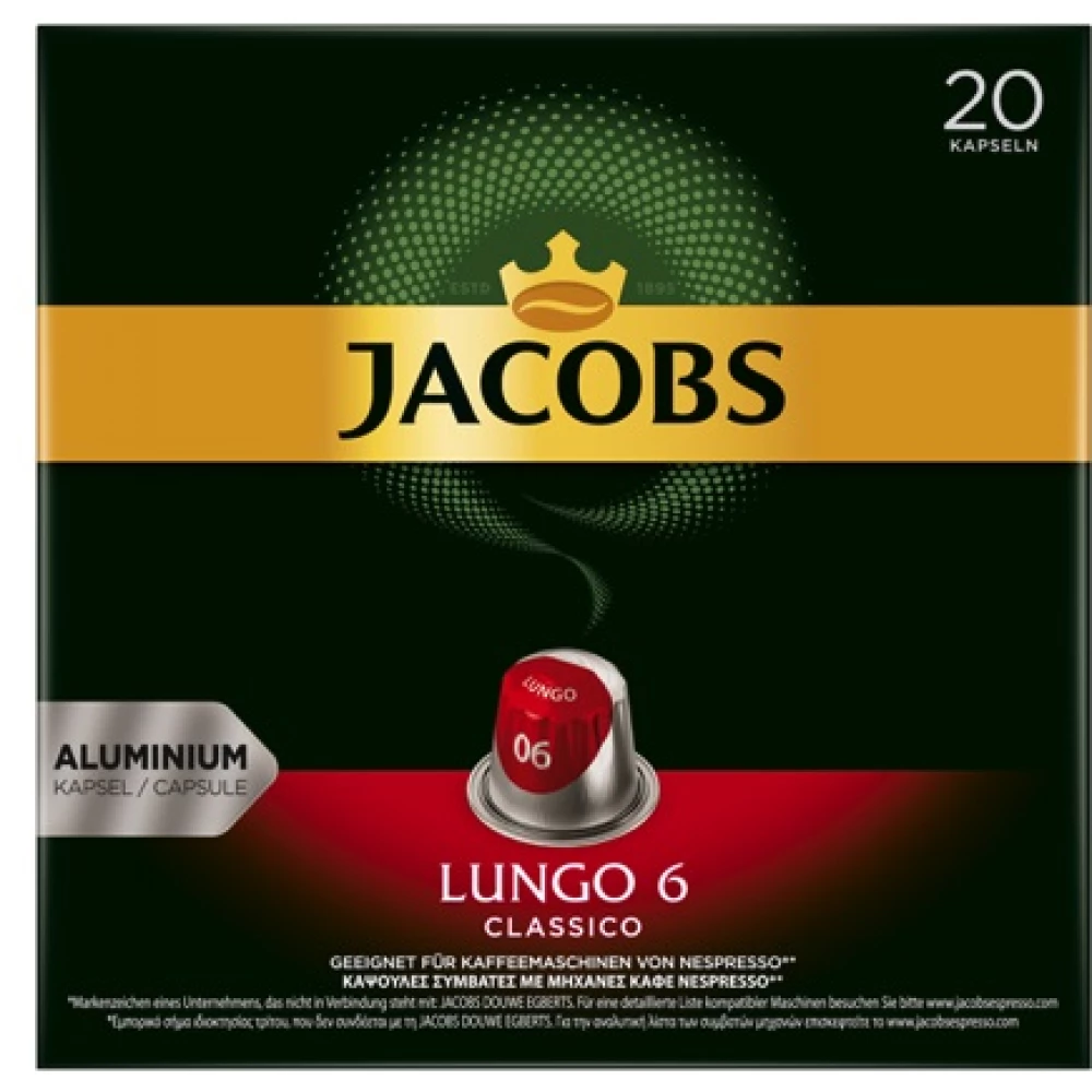 JACOBS Lungo 6 Classico Nespresso kompatibilis kávékapszula 20 db