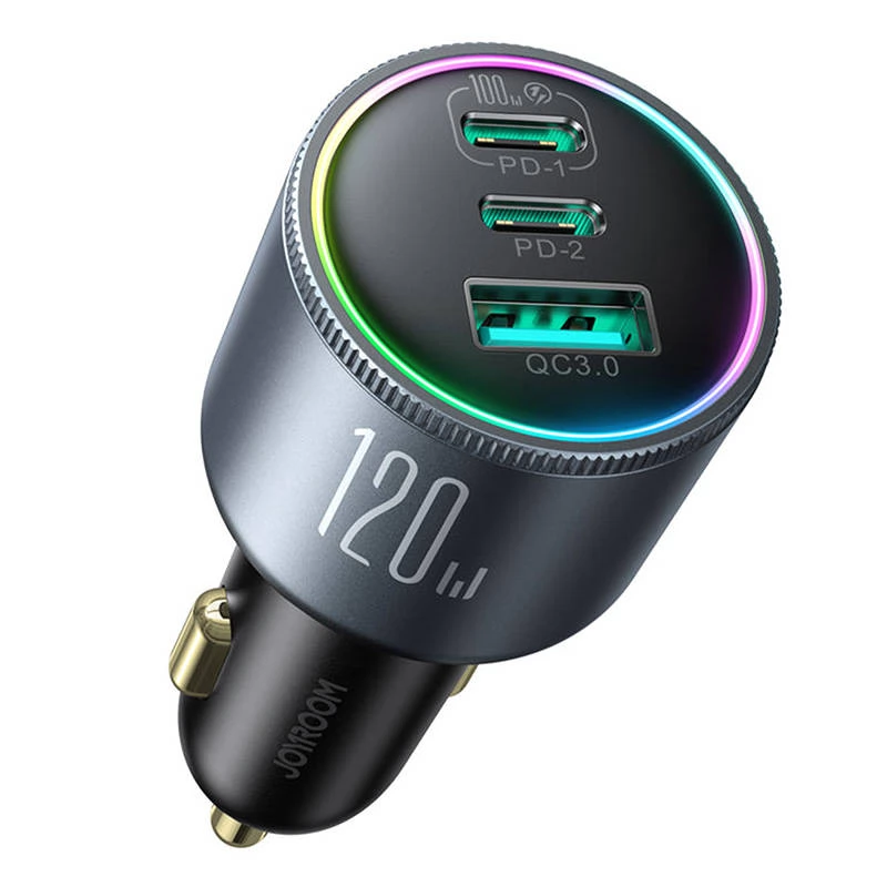 JOYROOM CCN07 Autós töltő 1xUSB 2xUSB-C 120W fekete