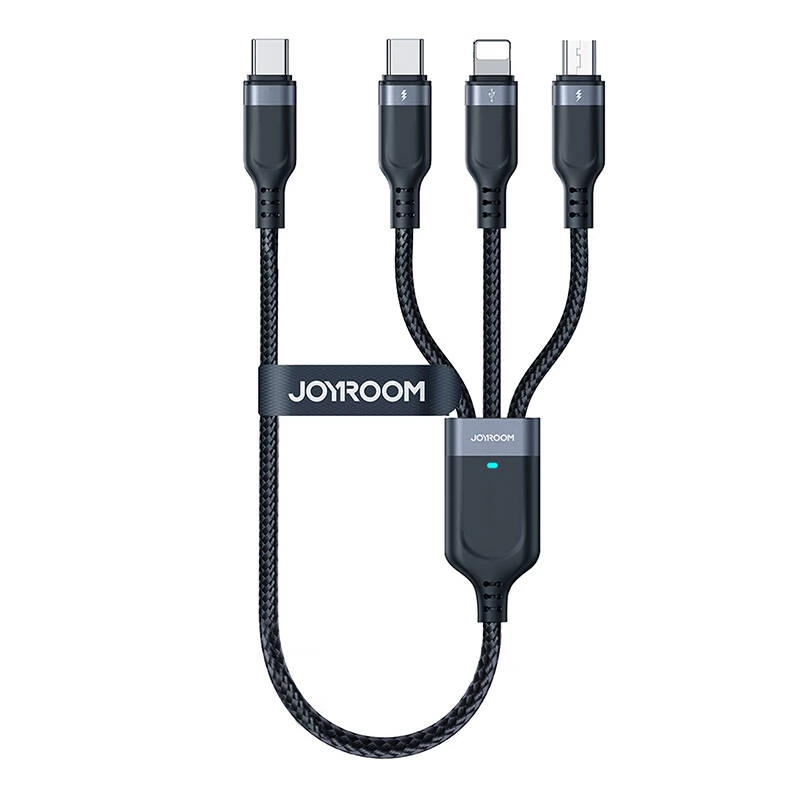 JOYROOM USB 2.0 Type C Lightning + Micro USB + USB Type C Átalakító Fekete 1m 6956116709006