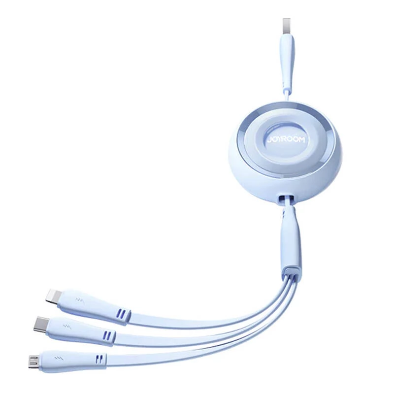 JOYROOM USB Lightning + Micro USB + USB Type C Átalakító Kék 1m 6941237121035