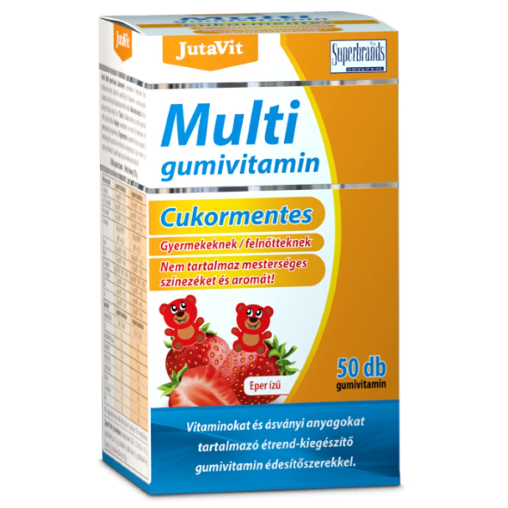 Jutavit multivitamin gumivitamin cukormentes eper ízű 50 db