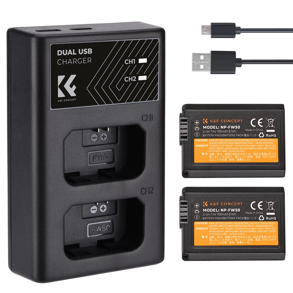 K-F CONCEPT BC-TRW dupla töltő + 2db FW50 akkumulátor 1100mAh