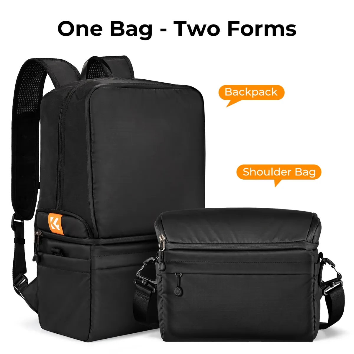 K-F CONCEPT Collapsible Backpack 22L fotós hátizsák oldaltáskáva csukható fekete