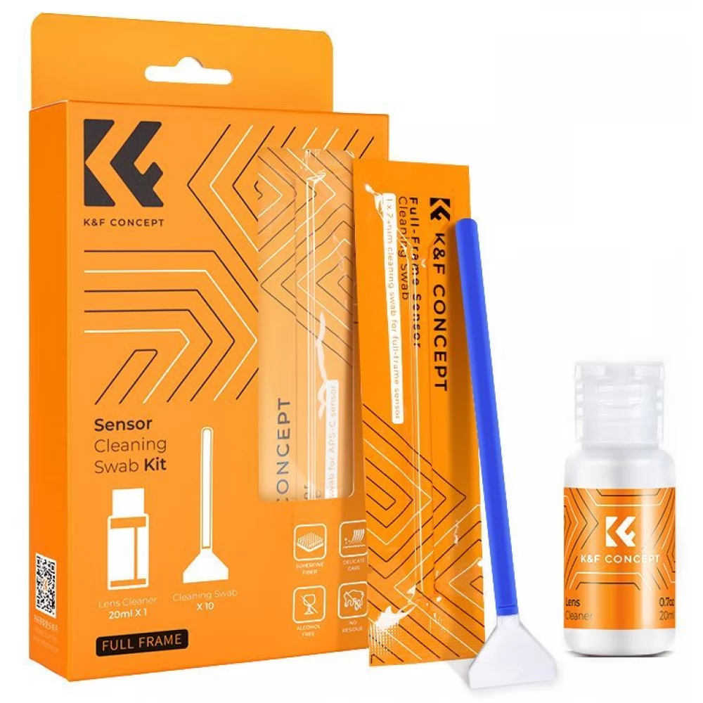 K-F CONCEPT Kamera full-frame érzékelő tisztító szett 24mm 10 db-os + 20 ml tisztító folyadékkal
