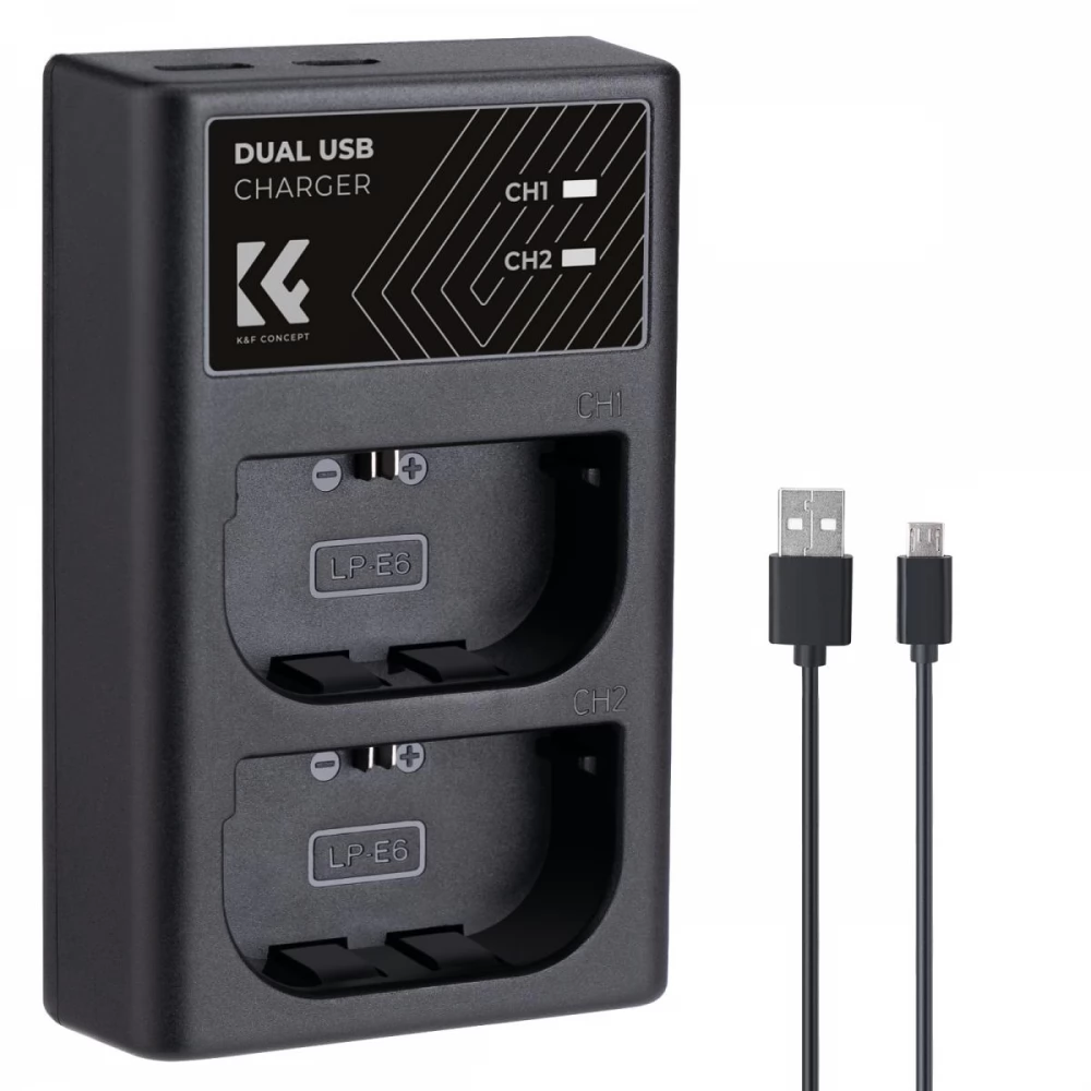 K-F CONCEPT LC-E6 dupla töltő 2db LP-E6NH akkumulátorhoz