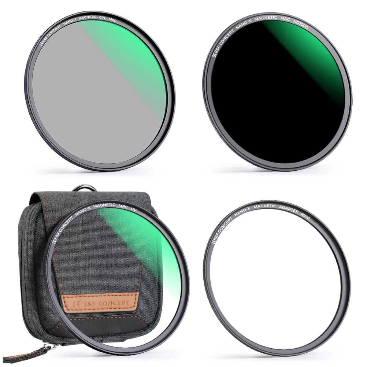 K-F CONCEPT Mágneses adapter + MCUV + CPL + ND1000 szűrő vízlepergető karcálló + tok 58mm
