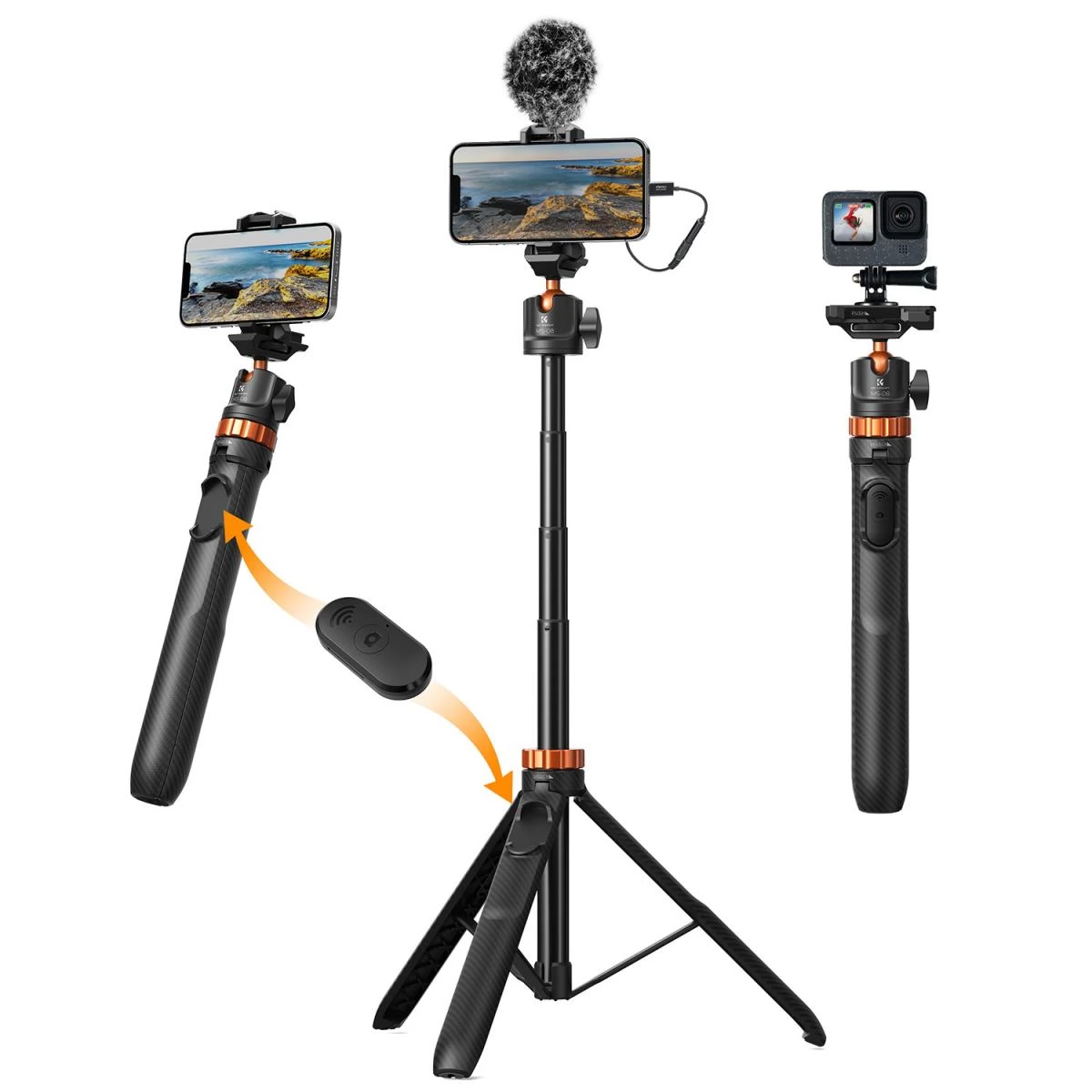K-F CONCEPT MS08 állvány selfie bot gömbfejjel