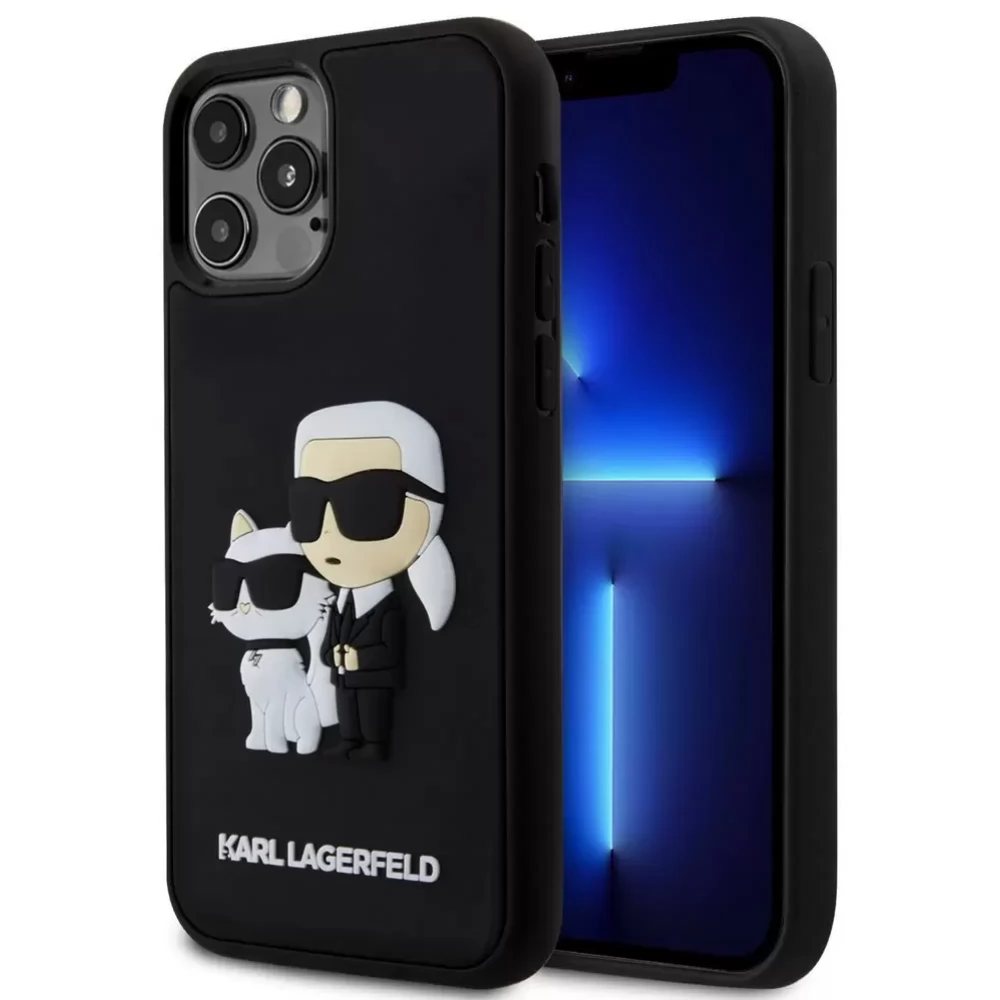 KARL LAGERFELD 3D Rubber hátlaptok iPhone 12/12 Pro Karl and Choupette fekete