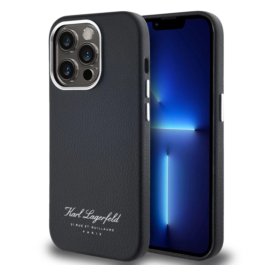 KARL LAGERFELD Grained PU Hotel RSG hátlaptok iPhone 13 Pro Max fekete