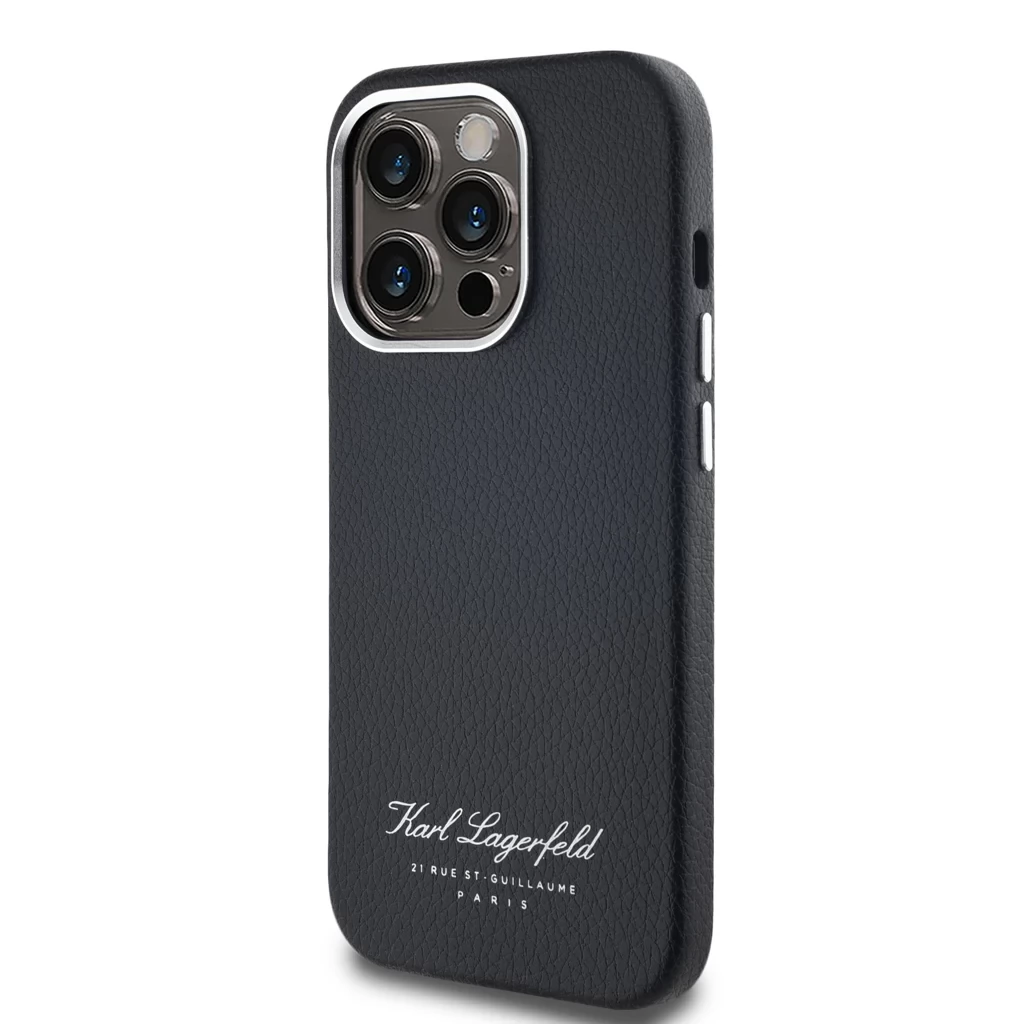 KARL LAGERFELD Grained PU Hotel RSG hátlaptok iPhone 14 Pro Max fekete