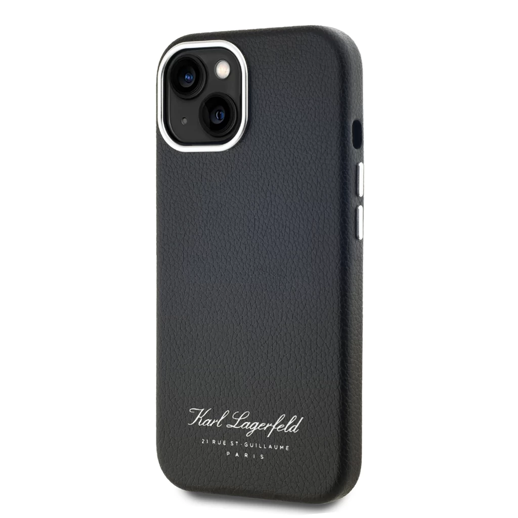 KARL LAGERFELD Grained PU Hotel RSG hátlaptok iPhone 15 fekete