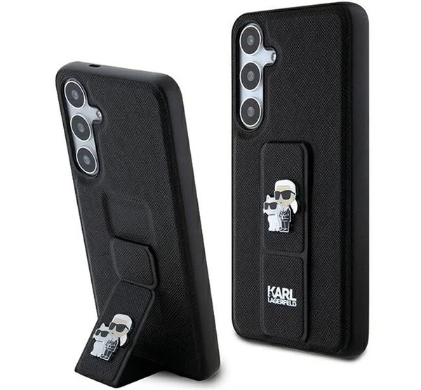 Karl Lagerfeld Gripstand Saffiano Karl&Choupette Pins Samsung Galaxy S24 tok fekete