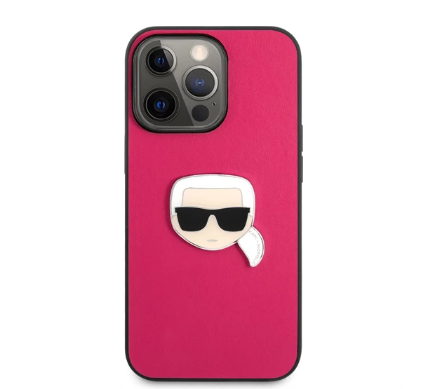 Karl Lagerfeld Head bőr hátlap tok Apple iPhone 13 Pro rózsaszín