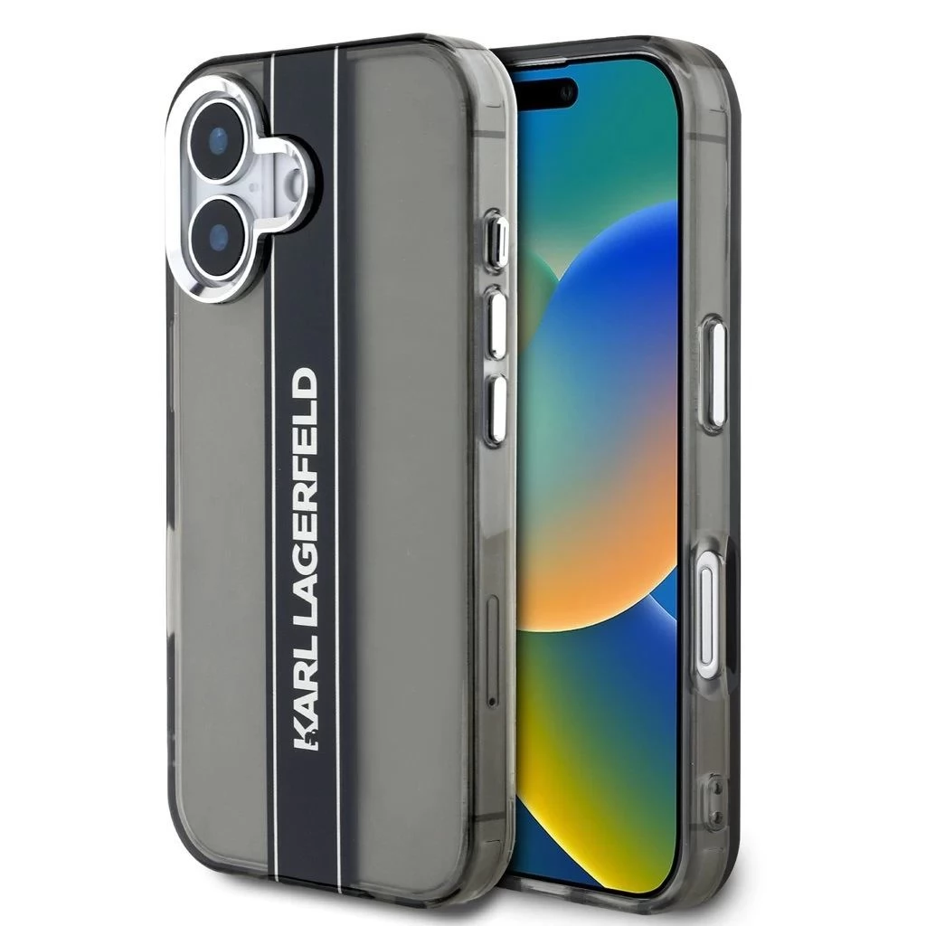 KARL LAGERFELD IML Stripe Logo hátlaptok iPhone 16 szürke