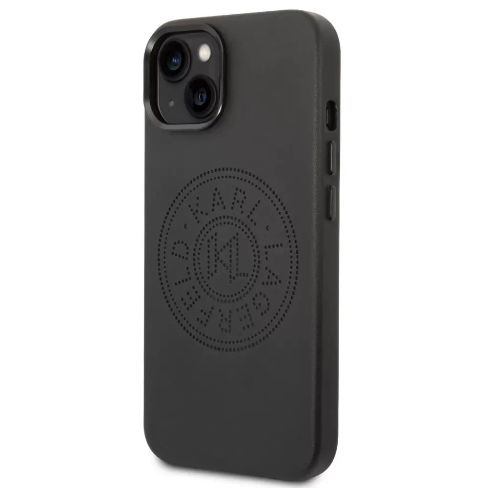 KARL LAGERFELD Leather Perforated Logo műanyag+szilikon tok iPhone 14 Plus fekete
