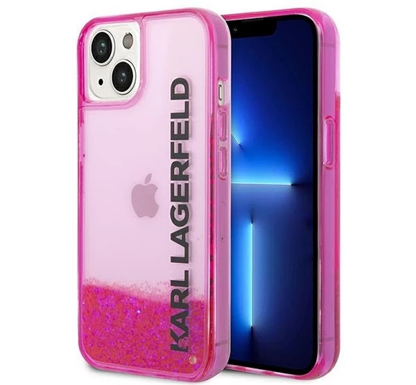 Karl Lagerfeld Liquid Glitter Elong Apple iPhone 14 Plus hátlap tok rózsaszín