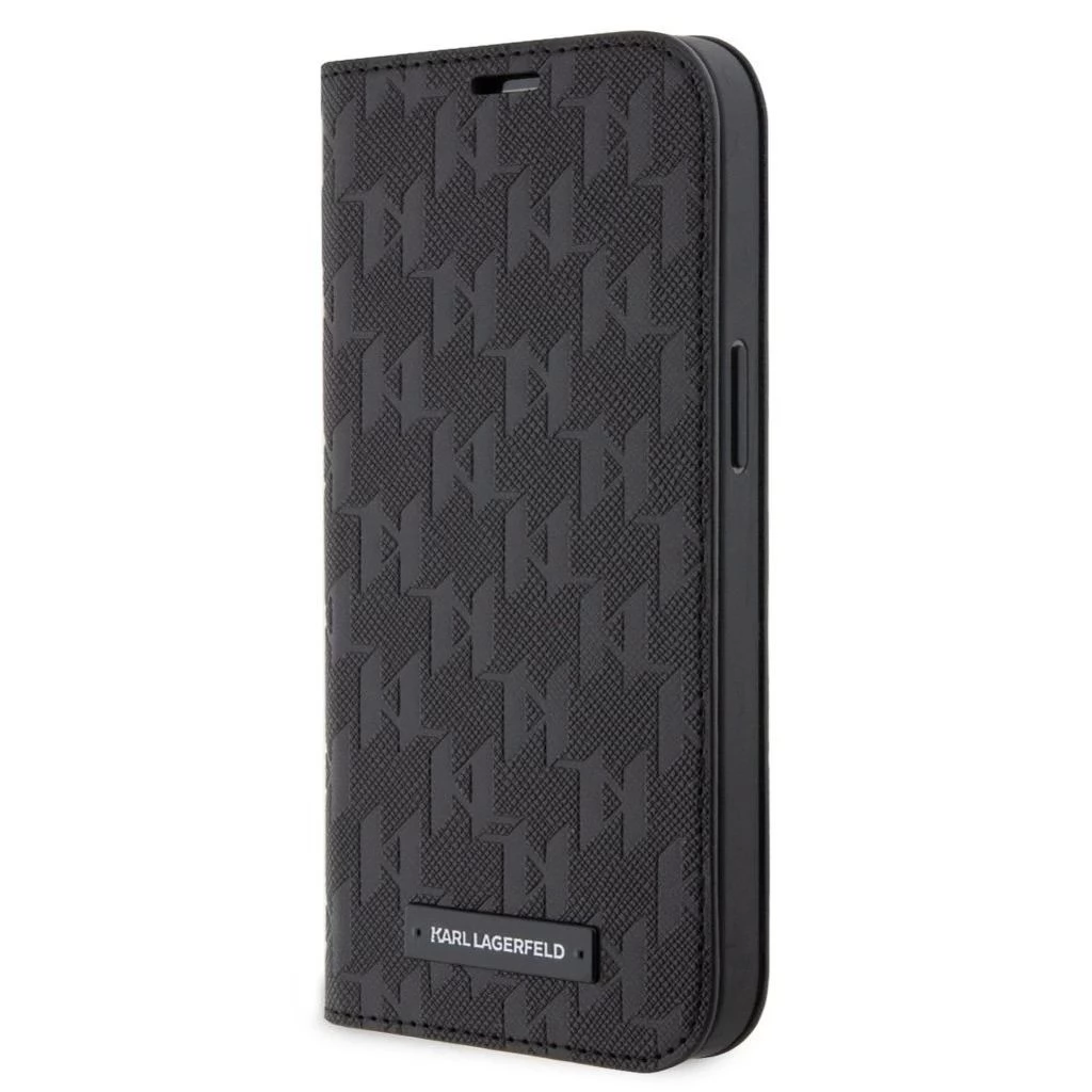 KARL LAGERFELD Saffiano oldalra nyitható tok iPhone 13 Pro fekete