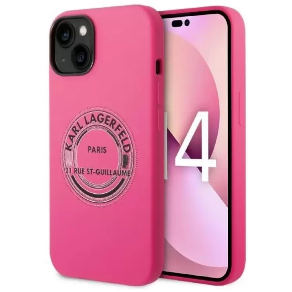 KARL LAGERFELD Silicone RSG Apple iPhone 14 hátlap tok magenta