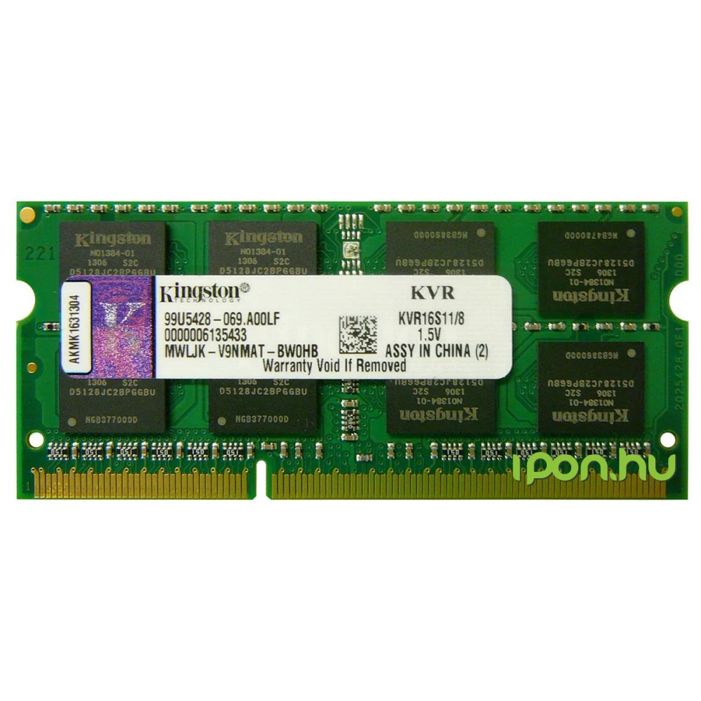 KINGSTON 8GB ValueRAM Notebook DDR3 1600MHz CL11 KVR16S11/8