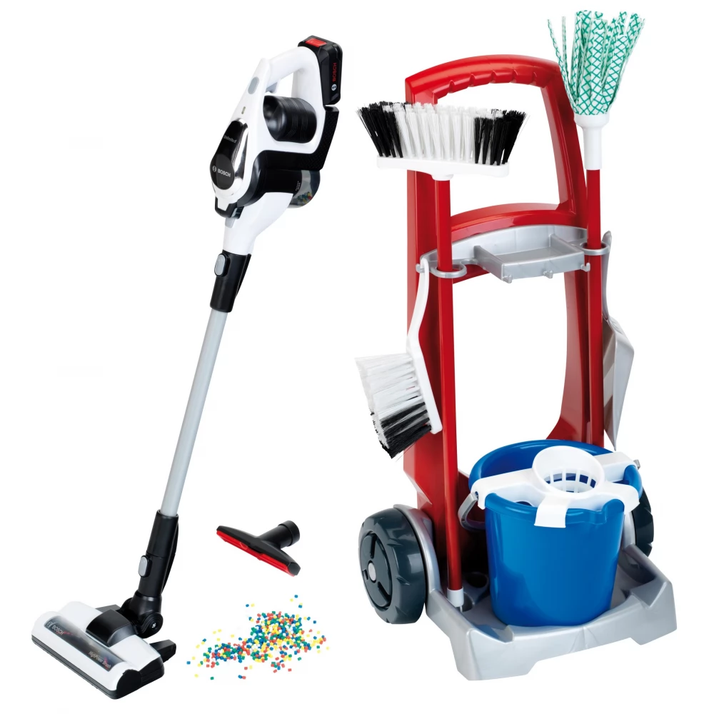 KLEIN TOYS Bosch takarító kocsi készlet porszívóval
