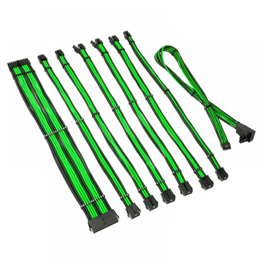 KOLINK Core Pro fonott kábelhosszabbító kit 12V-2x6 Type 2 fekete-zöld