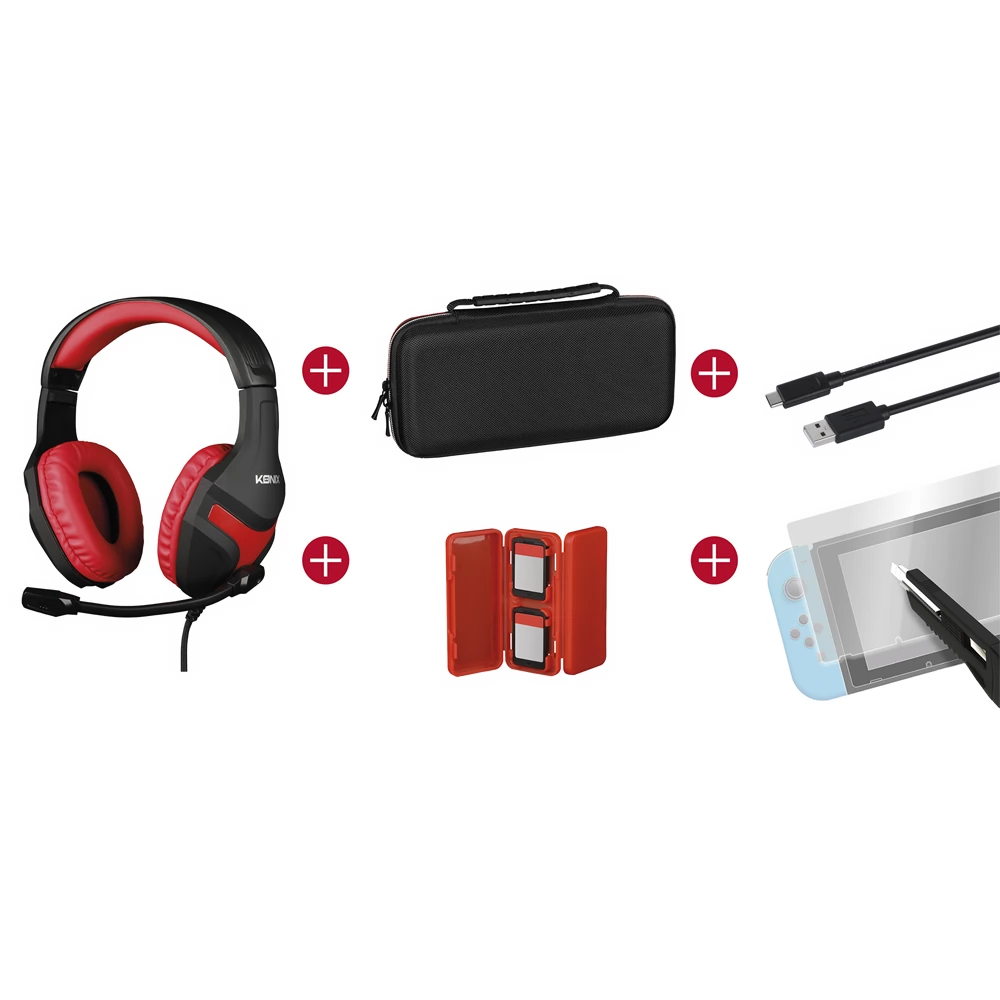 KONIX MYTHICS Nintendo Switch Gamer csomag (Fejhallgató + Töltő kábel + Üvegfólia + Játék tartó + Táska)