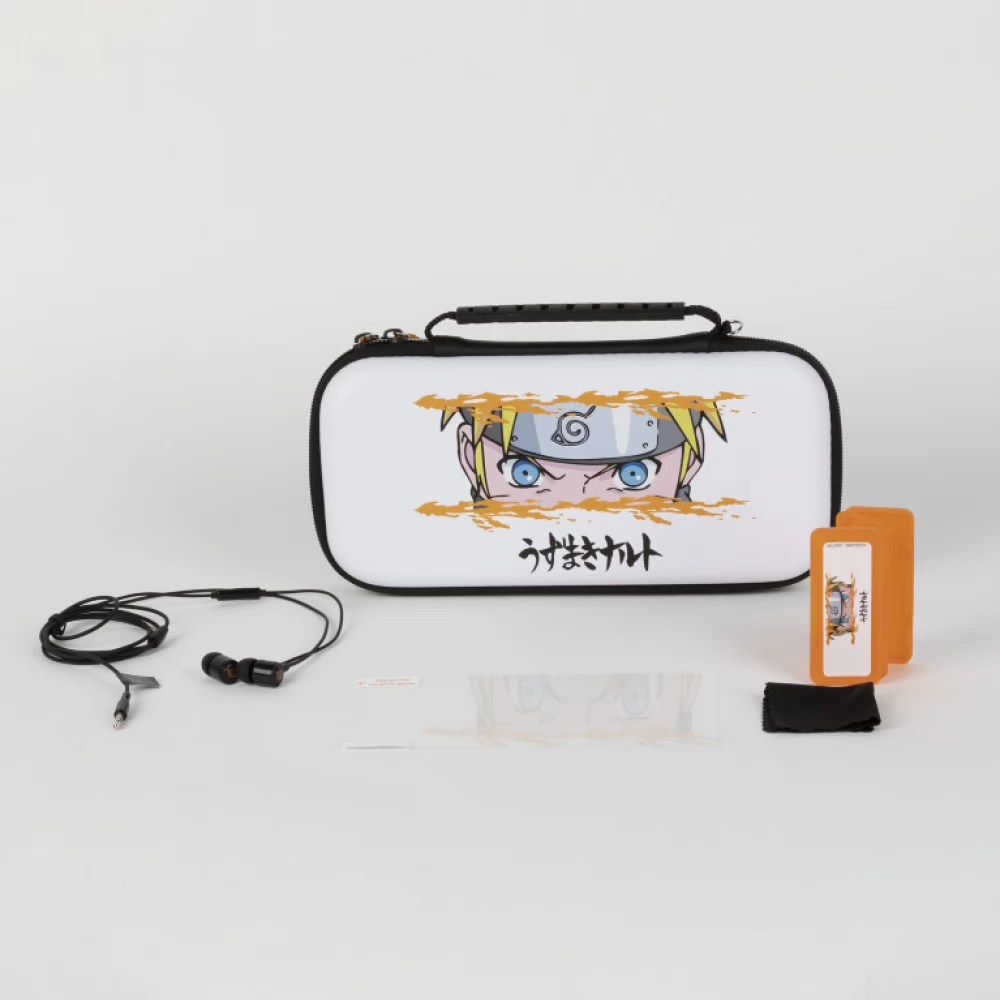KONIX Nintendo Switch Kezdő csomag (Tok + Üvegfólia + Törlőkendő + Játéktartó + Füllhalgató) NARUTO