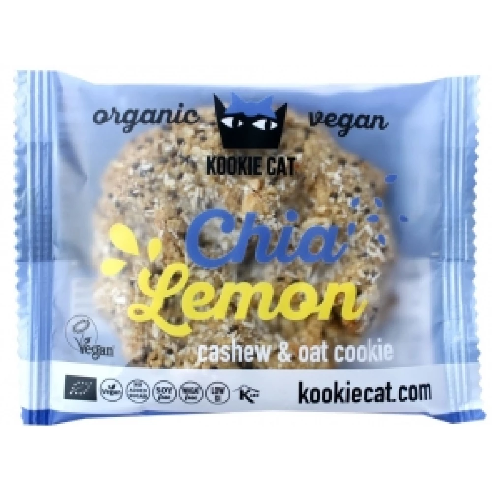 KOOKIE CAT Kookie Cat bio vegán gluténmentes chia és citrom kesudiós zabkeksz 50 g