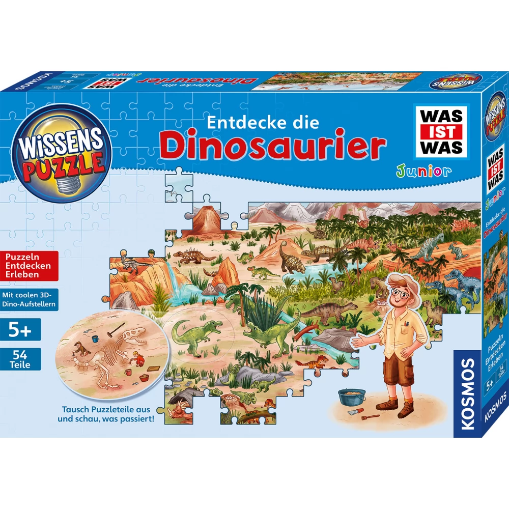 KOSMOS Puzzle játék 54 darabos Was ist was Junior - Fedezd fel a dinoszauruszokat