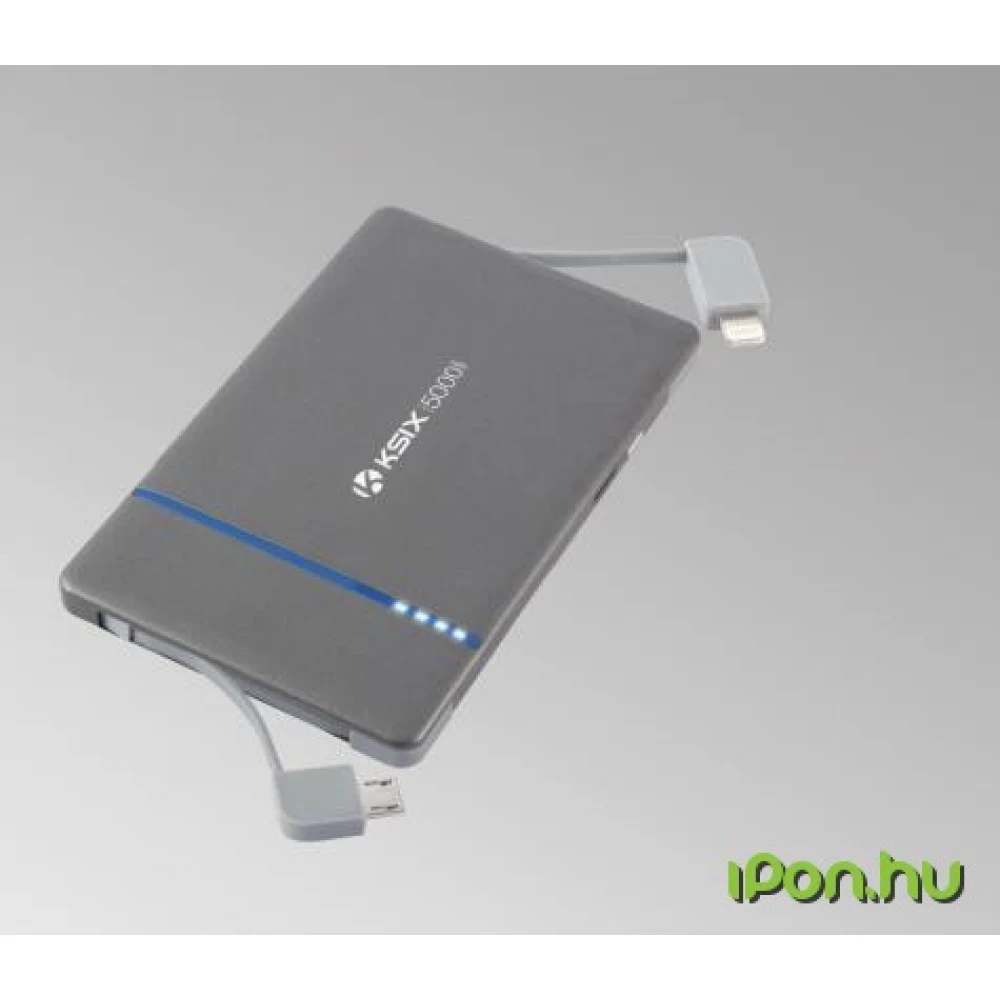 KSIX Powerbank 5000mAh Lightning + Micro USB szürke