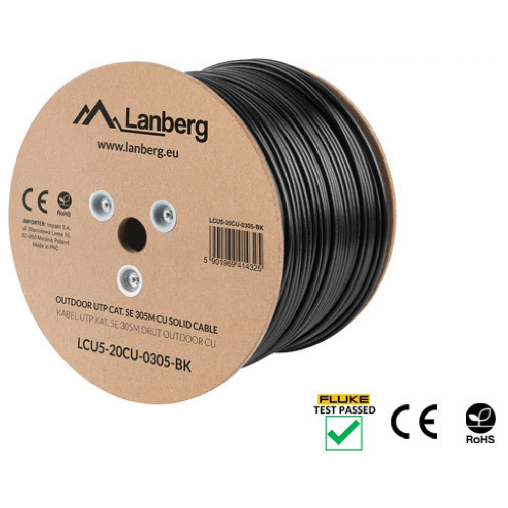 LANBERG UTP Összekötő Fekete 305m LCU5-21CU-0305-BK