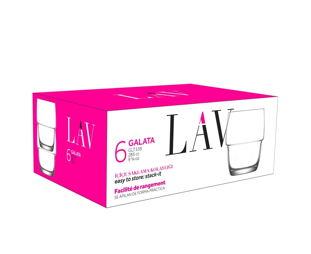 LAV LV-GLT339F Galata Whisky whiskys pohár szett 285ml 6 db-os