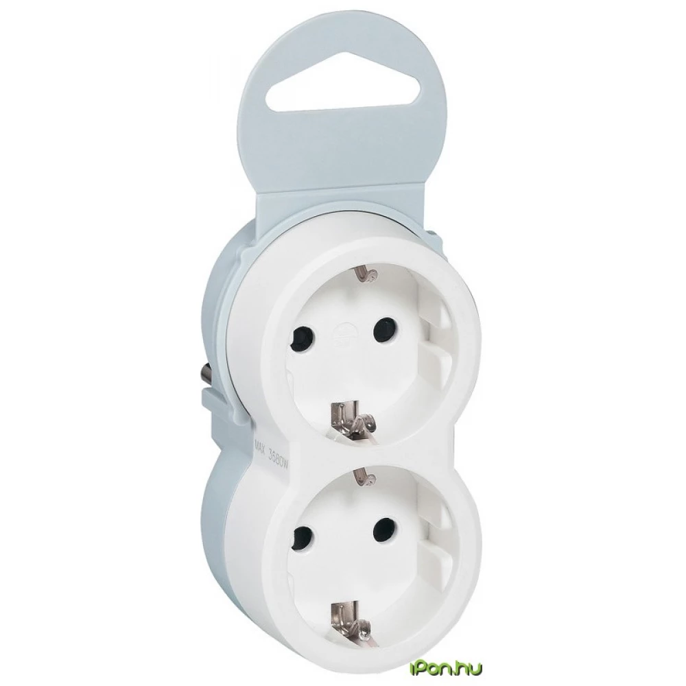 LEGRAND 050655 2P+E multi-socket plug - 2 front outlets - white/grey - sleeve